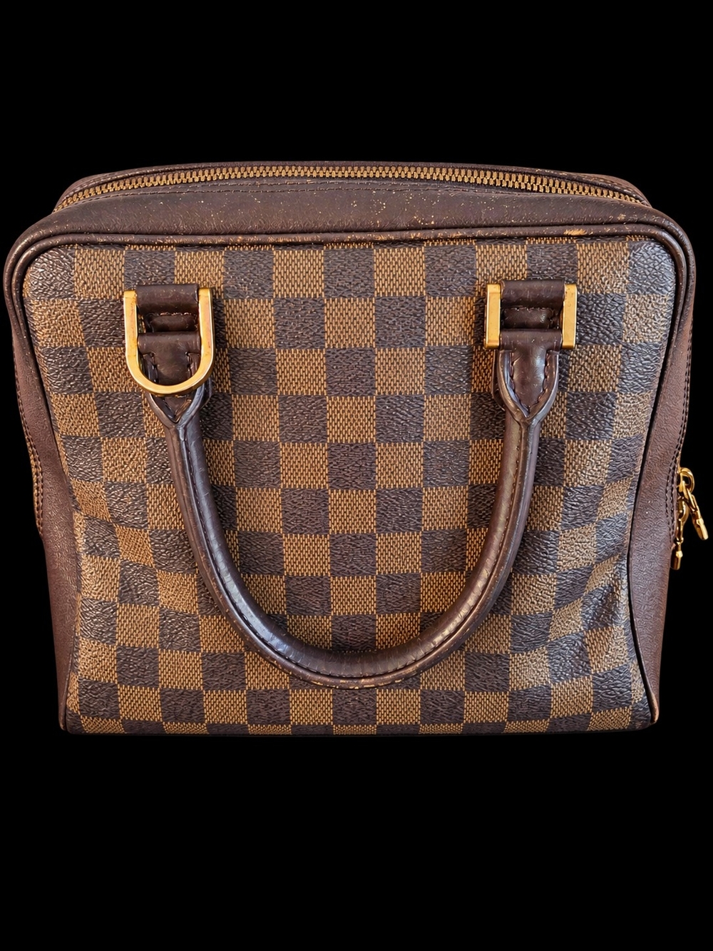 Louis Vuitton Damier Ebene Sarria Top Handle Bag Brown Authentic Vintage